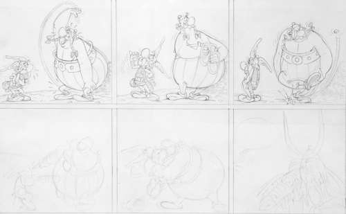 Uderzo | Astérix, mine de plomb pour la planche 34b de l’Ã… | Banque Dessinée