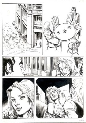 Daniele Bigliardo | Original page for Il Commissario Ricciardi. Cm 29,5x42,5. Ink and felt on board. Mint. Code 2151. | Segni e Disegni