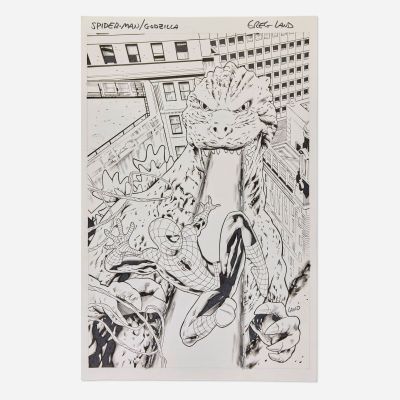 Lot 309 - Greg Land, Godzilla Vs Spider-Man #1 Cover Original Art (Marvel Comics, 2025)