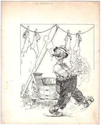 Leo O’Mealia | Leo O’Mealia Sports Cartoon with the Brooklyn Bum! Circa 1955, the Year Dem Bums Won the World Series! | ComicArtFans Classifieds