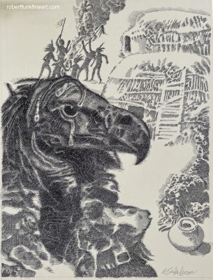 Murray Tinkelman | Murray Tinkelman , Mystical Indian Tribes of Arizona And Mexico with Head of Vulture, 1973 | ComicArtFans Classifieds