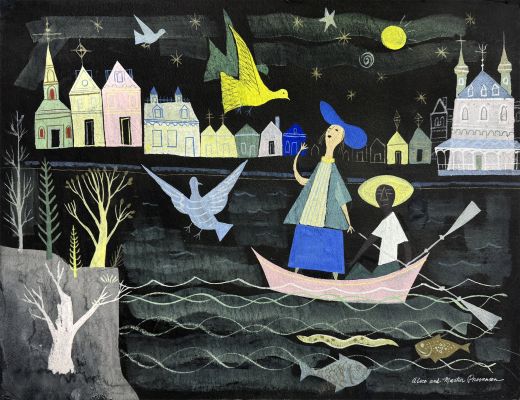 Alice And Martin Provensen, Alice Provensen | Mid-Century Fairy Tale, Girl in a Boat with Birds Children’s Book | ComicArtFans Classifieds