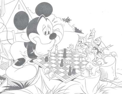 - Mickey Mouse Playing Chess - Original Drawing - Jaume Esteve 