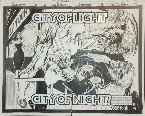 Mark Texeira - Sabertooth #3 Dps Splash Title Pages with Wolverine And Mystique By Mark Texeira