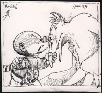 Dulieu, Jean (Oort, Jan van)  - Originele pentekening - Paulus en Salomo hebben woorden - (1976) | Catawiki