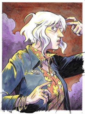 Nate Powell | Fall Through - Unpublished Pinup | Athenaeum Comic Art