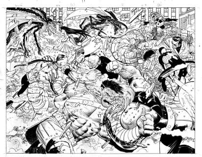 John Romita Jr. - Pencils By John Romita, Jr., Inks By Klaus Janson | WORLD WAR HULK Issue # 2 - page # 11-12 (Splash) | The Artist’s Choice