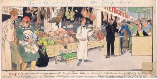 Pinchon | Â«Après la Rétrospective des IndépendantsÂ». Gouache couleurs et | Tessier Sarrou