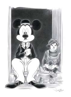Mickey After Chaplin in "The Kid" - Original Drawing - Jaume Esteve - Art de crayon | Catawiki