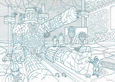 ÅUkasz Kowalczuk | Sentient Mech K, strony 2-3 (double splash) | ArtKomiks Aukcje