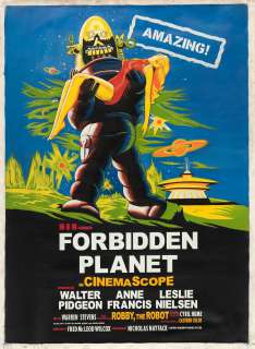 FORBIDDEN PLANET SILK-SCREENED MOVIE POSTER RECREATION ORIGINAL ART. | Hake’s