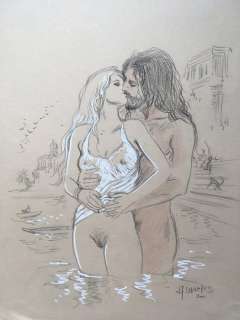 Crayon lithographique avec rehaut de gouache blanche - Crayonné original - Page volante - EO | Catawiki