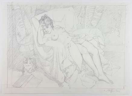 Alessandro Biffignandi - illustrazione originale "Paresseuse" - Page volante | Catawiki