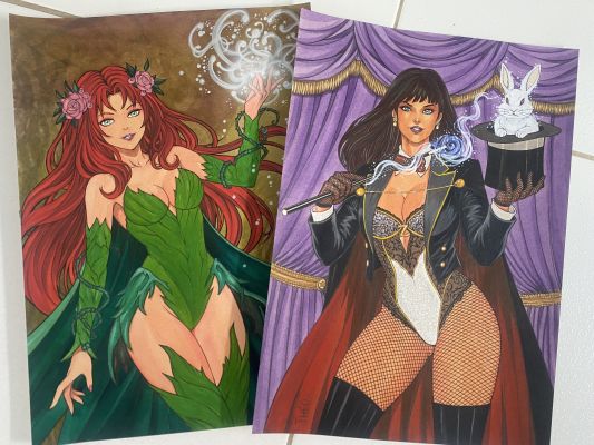 Poison Ivy (11”X17”)and Zatanna (11”X17”) by Théo Pin-Up Art | Raremarq (Buy It Now)
