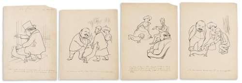 RAOUL BARRÉ (1874 - 1932) 12 sheets of sequential cartoons, "Le Flair." | Swann Galleries