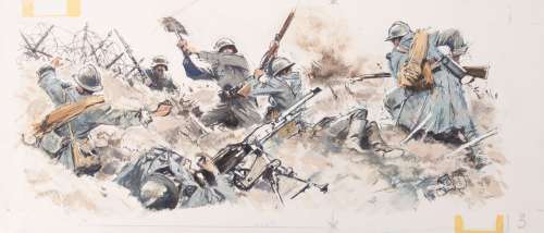 Albert Brenet (1903-2005) Corps... | Albert BRENET (1903-2005) Corps à corps dans les tranchées. Gouache... | Drouot Estimations