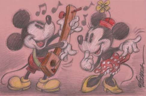Mickey Mouse Serenade Minnie - Original Drawing - Joan Vizcarra  - Art original | Catawiki