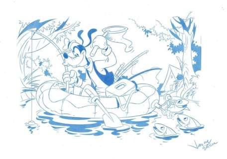 Fisher Goofy - Smart Fishes! - Original Drawing - Jaume Esteve - Art de crayon | Catawiki