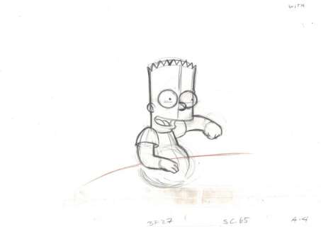 Bart Simpson - The Simpsons Holdover - Matt Groening - FOX Production Drawing - Dessiné Ã  la main - (1998/1998) | Catawiki