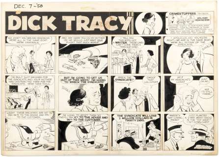 DICK TRACY 1958 SUNDAY PAGE ORIGINAL ART BY CHESTER GOULD. | Hake’s