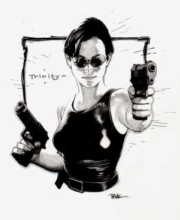 Travis Charest - the matrix: ‘trinity‘ mixed media pinup