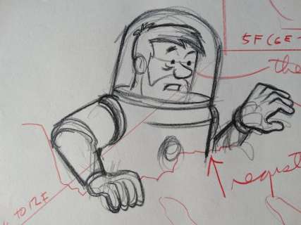 Tintin - Croquis préparatoire au crayon pour film d animation - Explorers on the moon - Page volante - EO (1960) | Catawiki