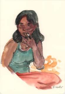 Bastien Vives | Corto Maltese - Illustration du livre"Le jour d’avant" - 24 - H:20 x L:14 - Encre et aquarelle - 2025 - | Manjari & Partners