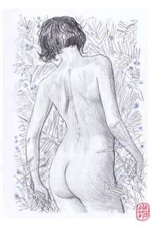 Serie nu - Dessin original - Les bleuets - (2019) | Catawiki