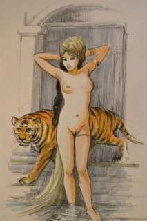 Odalisque - Aquarelle originale - Etude orientaliste | Catawiki