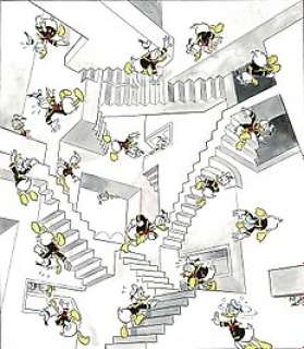 Donald Duck inspired by M. C. Escher - Large Painting - Tony Fernandez - Art original | Catawiki
