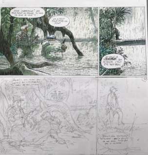 Hermann - Planche originale crayonnés (p.33) - Bernard Prince T.18 - Menace sur le fleuve (2010) | Catawiki