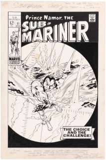 SUB-MARINER #11 COMIC BOOK COVER ORIGINAL ART BY GENE COLAN. | Hake’s