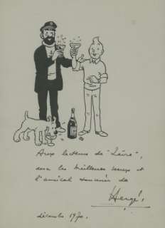 HERGE "Aux lecteurs de Zaïre" Encre de Chine pour ce dessin signé et daté | Millon