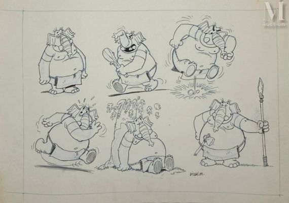 Didgé (Didier Chardez, Né En 1953) | Lot 99 : Etude de personnage au crayon bleu et encre sur papier, signé et… | Millon