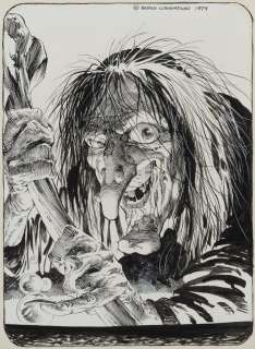 Bernie Wrightson signed original "Old Witch" illustration for The Monsters: Color the Creature book. | Profiles in History