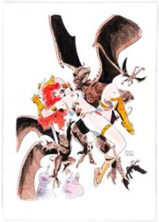 Frank Thorne - Red Sonja #10 Cover Re-creation Illustration Original Art (undated).... | Heritage