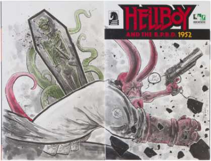 Templesmith, Ben - Ben Templesmith Hellboy and the B.P.R.D. #1 Cover Sketch Original Art Hero Initiative Edition - Signature Series (...
