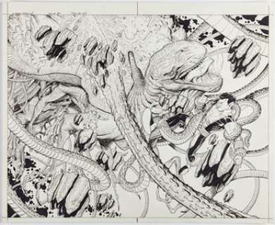 Bradshaw, Nick | Nick Bradshaw Uncanny X-Men Annual #3 Double Splash Page 22-23 Original Art (Marvel, 2011).... | Heritage