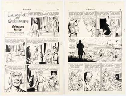 Roy, Mike - Mike Roy Knights of the Round Table #10 Complete 6-Page Story "Guinevere‘s Justice" Original Art (Pines, 1957).... (Total: 6 Items)