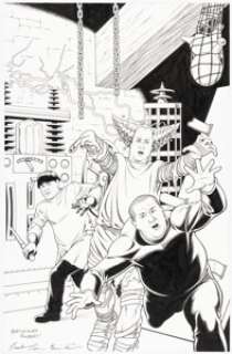 Fraim, Brendon - Brendon Fraim and Brian Fraim The Three Stooges: Monsters & Mayhem #1 Cover Original Art (American Mythology Produ...
