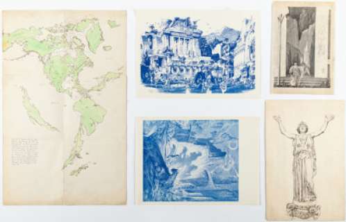 Krenkel, Roy G. | Roy G. Krenkel - Illustrations and Map Original Art Group of 3 (undated).... (Total: 5 Items) | Heritage