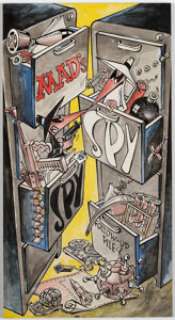 Prohias, Antonio | Antonio Prohias MAD’s Spy Vs Spy Follow-Up File Preliminary Cover Original Art (EC, c. 1968).... | Heritage