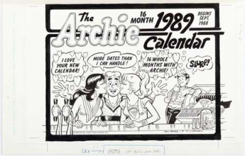 Dan Parent and Rex Lindsey - The Archie 1990 Calendar Illustration Original Art (Archie, 1989).