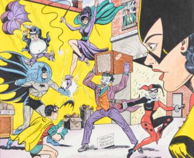 Sheldon Moldoff - Batman with Friends and Fiends Painting Original Art (c. 2000s). | Heritage