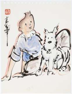 Andy Lee - Tintin and Snowy Illustration Original Art (undated).
