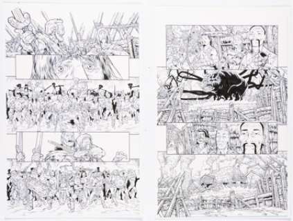 Chris Dreier [Gianluca Pagliarani printed blue lines] Wolfskin: Hundredth Dream #3 Story Pages 2-7 Original Art (Avatar Press, 2010). (Total: 6 Original Art)