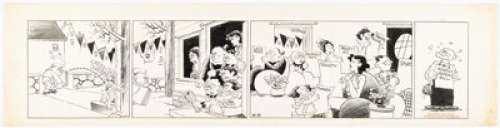 Paul Fung (as Cliff Sterrett) Polly and Her Pals Daily Comic Strip Original Art dated 2-8-36 (King Features Syndicate, 1936).