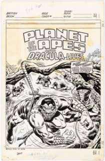 Ron Wilson and Frank Giacoia Planet of the Apes (and Dracula Lives) #107 Cover Original Art (Marvel UK, 1976). | Heritage