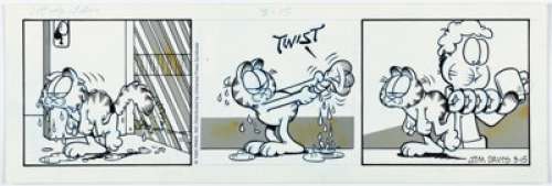Jim Davis Garfield Daily Comic Strip Original Art dated 3-15-95 (PAWS/Universal Press Syndicate, 1995). | Heritage