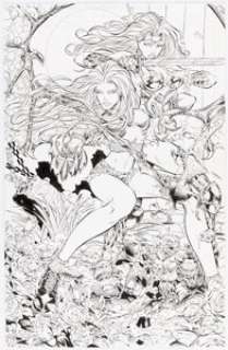 Pat Lee and Marlo Alquiza - Darkchylde and Glory Illustration Original Art (undated).